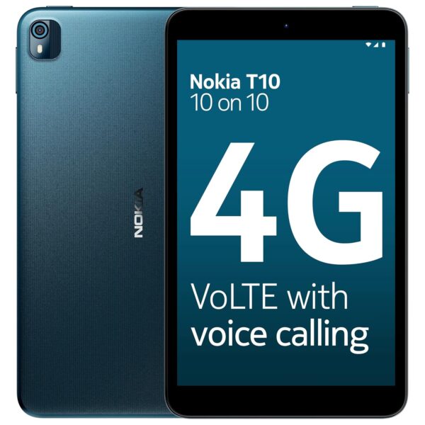 Nokia T10 Android™ 12 Tablet with 8” HD Display, 8MP Rear Camera, AI face Unlock, All-Day Battery, WiFi + 4G Volte | 3 + 32GB