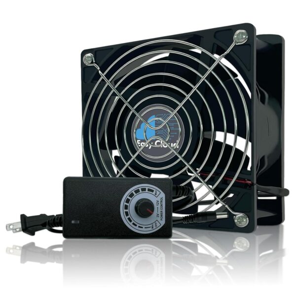 Lighting Hub 120mm Computer Fan with AC Plug, Variable Speed Axial Fan Muffin Fan with Controller 120V 110V 220V Fan Small 12V Case Cooling Fan for PC Server Cabinet Doorway Receiver Xbox Greenhouse