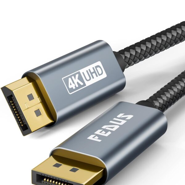 FEDUS 4K Displayport Cable,3 Meter Dp To Dp Cable [Certified 4K@60Hz,2K@240Hz,1080@240Hz] Display Port To Display Port Cable Compatible For Laptop,Pc,Gaming Monitor,Graphics Card,Gray