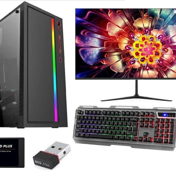 KRYNORCXY Gaming Pc Desktop Computer Full Set Core I7 3770 | GT 4GB 730 DDR5 |Windows 10| GT 4GB 730 DDR5 Graphics Card | 19 inches led Monitor RGB Keyboard Mouse Wi-fi (16GB RAM/256GB SSD/1TB HDD)