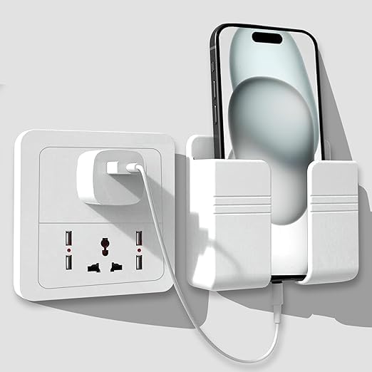 Cell Phone Shower & Wall Mounts Mobile Phone Charging Stand, Multi-Functional Storage Holder, Bedside Fixed Rack, Bedroom, Office Accessories,White 01, Portable Electronic Devices