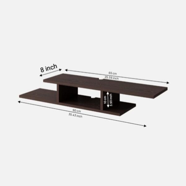 OXMIC Set Top Box Stand Wall Mount, Wooden Wall Shelf for Living Room, TV Setup Box Holder, WiFi Router Holder, TV Remote Stand, Brown