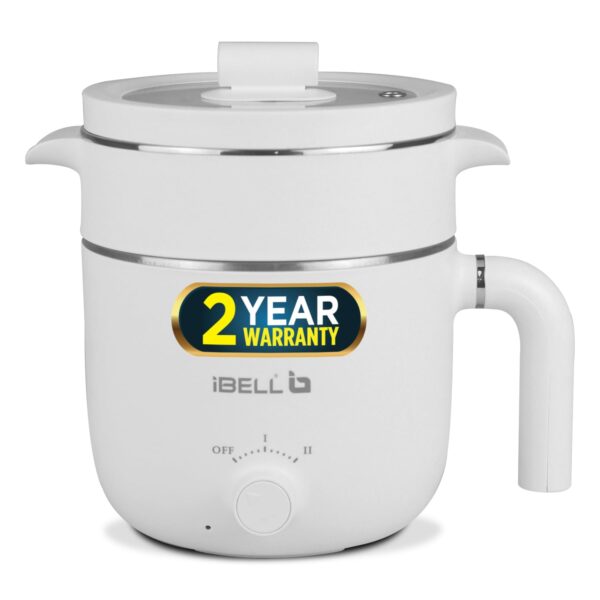 iBELL MPK15M Premium Multi Purpose Kettle/Cooker with 2 Pots and Egg Boiler Tray, 1.5 Litre (White)Stainless Steel,800 Watts
