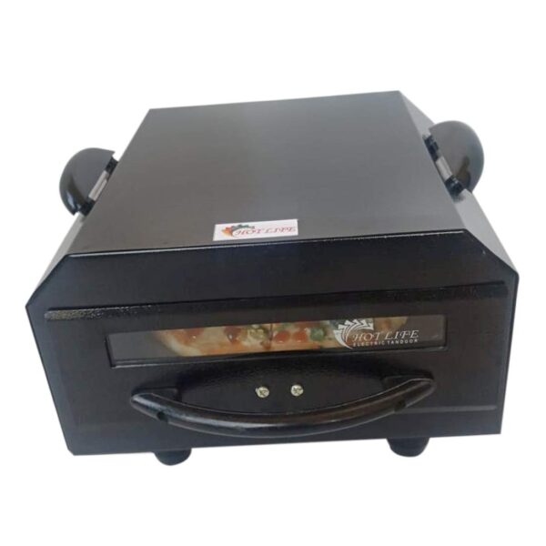hot life Electric Tandoor Mini with Aluminium Tray, Shockproof Rubber Legs, Pizza Cutter, Magic Cloth, Glove and Recipe Book -(1500W/BLACK)