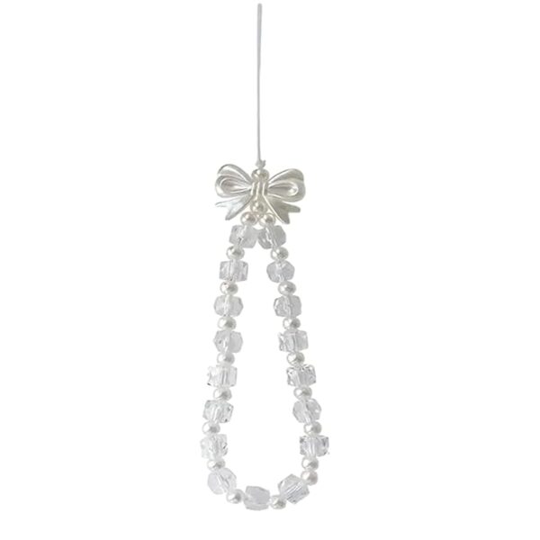 Ringzanio Cell Phone Strap with Crystal Beads and Pearl Design White | Phone Charms | Phone Strap Pearl Phone Charm, Detachable Phone Wrist Strap, Hands-Free Keychain Phone Accessories for Women Girls