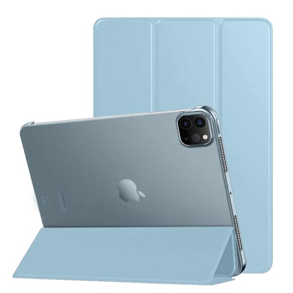 amazon basics Smart Trifold Polycarbonate Hard Matte Back Flip Stand Case Cover for iPad Pro 2nd/3rd/4th Gen 11" (2020/2021/2022),Support 2nd Gen Apple Pencil Charging, Auto Sleep/Wake Case - Sky Blue
