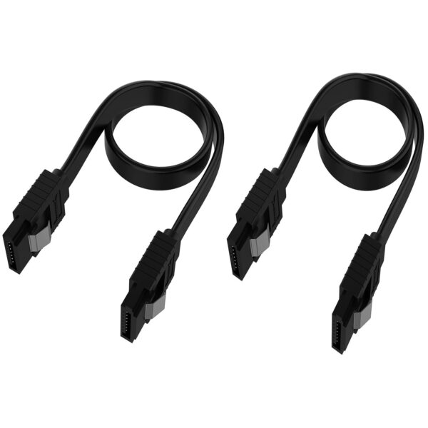 ETZIN SATA Cable III 6Gbps Straight HDD SDD Data Cable with Locking Latch 16 Inch Compatible for SATA HDD, SSD, CD Driver, CD Writer (Pack-of-2)-(EPL-255TC-01) EPL-255TC