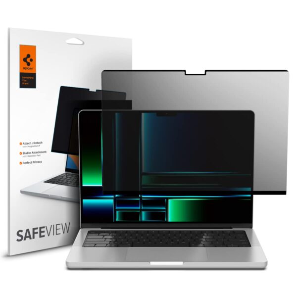 Spigen SafeView Privacy Filter Screen Protector Guard for MacBook Pro 14 inch (M4 / M4 Pro / M4 Pro Max / M3 series / M2 series / M1 series) - 1 Pack