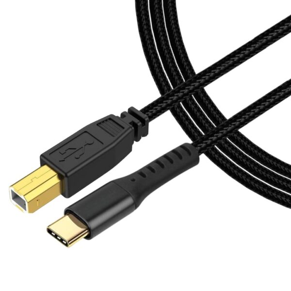 Aliens USB Type C to USB B 2.0 Printer Cable Cord, High Speed 480Mbps data transfer, Nylon Braided Fiber Jacket for Scanners, Printers, Fax Machine, MacBook Pro,HP,Canon,Epson,DIMI(Black-1.5M/4.9Ft)