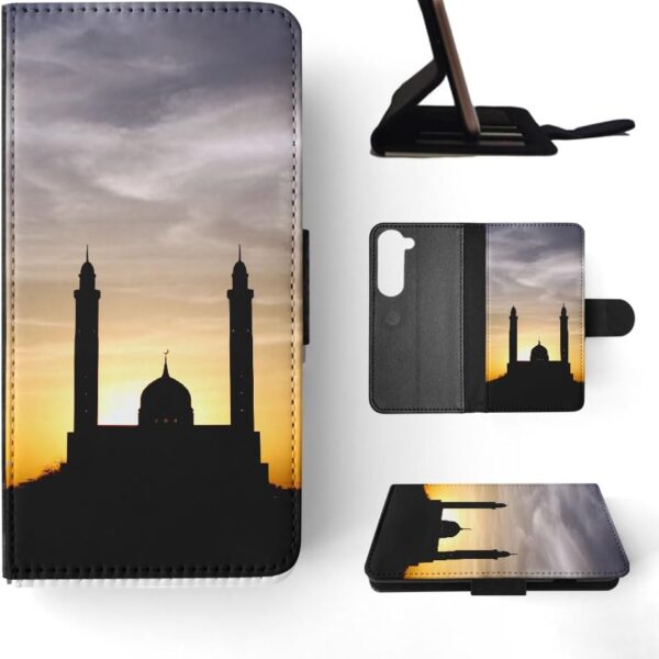 TAJ Mahal Jewel Muslim Art India FLIP Wallet Phone CASE Cover for Samsung Galaxy S23 Multicolor