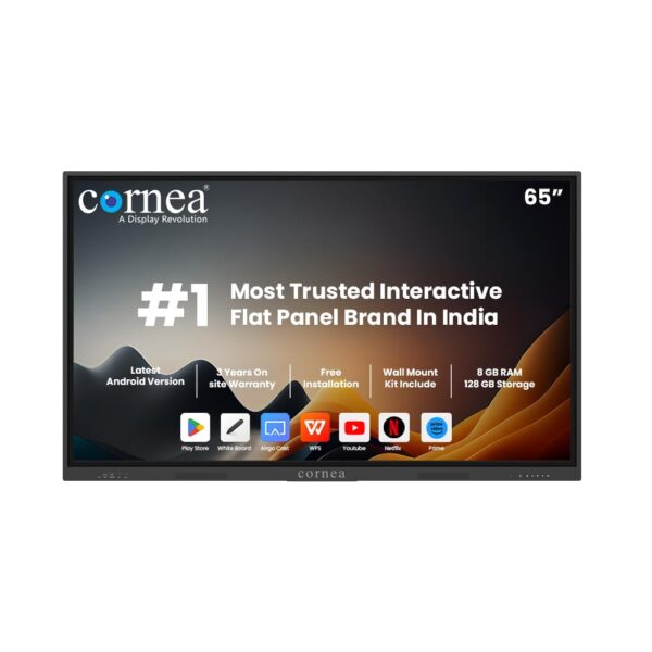 Cornea 65 Inches 4K UHD Touch Screen LED TV UltraTouch Display Interactive Flat Panel Monitor 3840x2160 Pixels Latest Android Version Ideal for Office,Institute With K12-Educational Content|8GB 128GB|