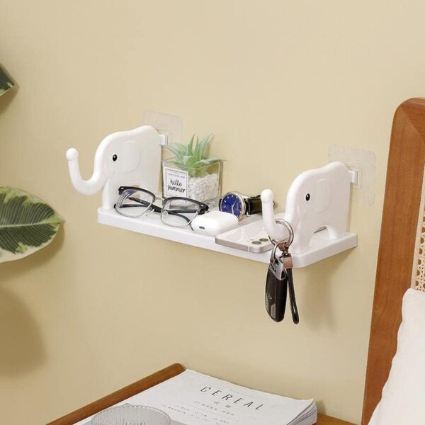 K.B. SALES Self Adhesive Floating Shelves Wall Shelf for Kitchen Bathroom Entryway Stand Holder for Bathroom Toilet Kitchen Bedroom Office Shelf Wall Holder Elephant Shape, Plastic