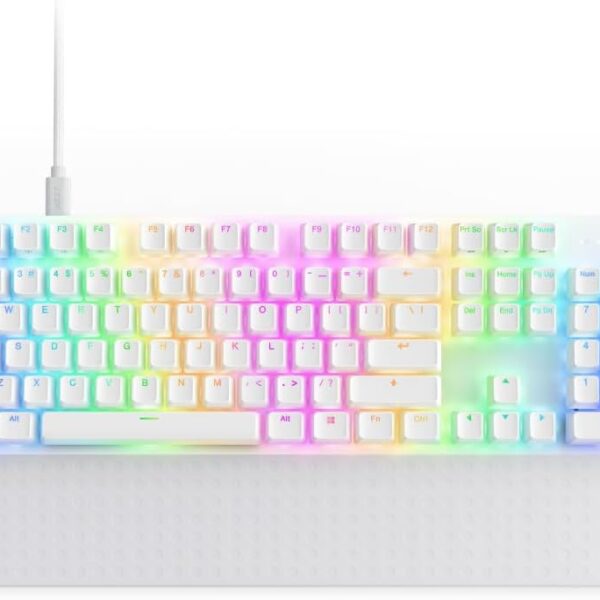NZXT Function 2 Full-Size Wired Optical Gaming Keyboard - 8K Polling Rate - Linear Optical Switches - Adjustable Actuation - Double-Shot PBT Keycaps - RGB - Hot-Swappable - White