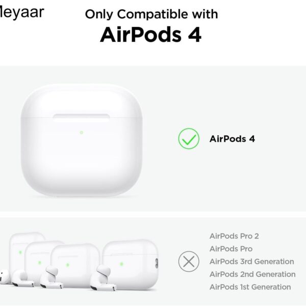 Meyaar Silicone Case for Apple Airpods 4 (2024) Cute Design for AirPods 4 with Active Noise Cancellation (ANC) with Keychain Shockproof Protective Case (Kitty (Peach))