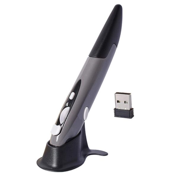 ATORSE 2.4Ghz Optical Wireless Pen Mouse USB Receiver Laptop Drawing Writing Gray