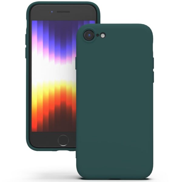 YATWIN Silicone Back Case for iPhone SE 2020/2022, iPhone 7/8, Soft-Touch Phone Back Cover for Apple iPhone SE 2nd 3rd Generation - Dark Green