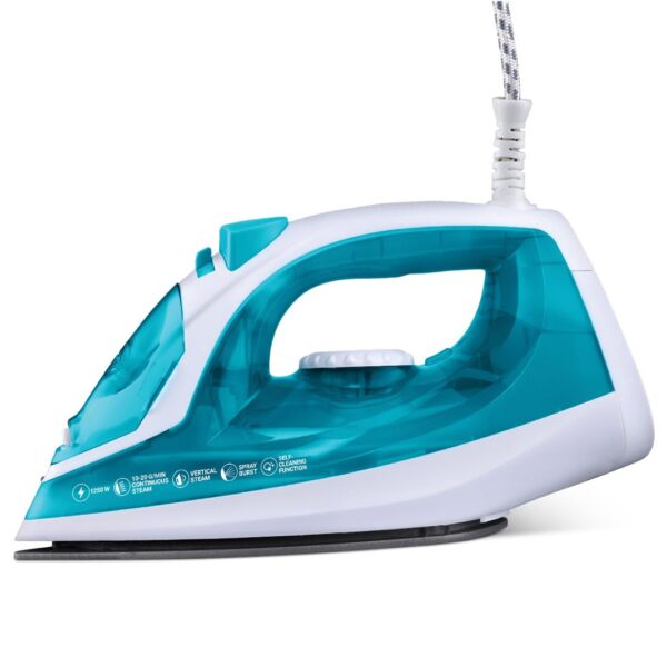 KENT Glide Steam Iron | 1250W | Powerful Steam Burst upto 20G/Min | Non-Stick Sole Plate | Vertical and Horizontal Steaming | Adjustable Temperature | 360° Swivel Cord | Turquoise Blue