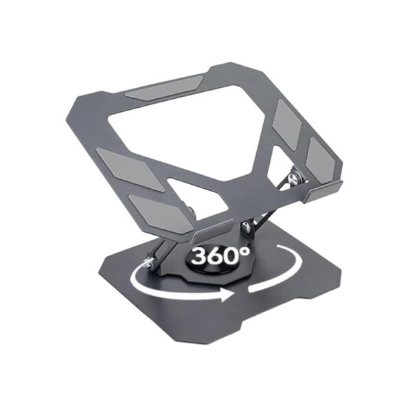 Dyazo Foldable Laptop Stand with 360° Rotating Base | Multi-Angle & Height Adjustable Design | Carbon Steel Build with Non-Slip Pads | Compatible with MacBook, Dell, HP & Laptops Upto 15.6 inch (Grey)