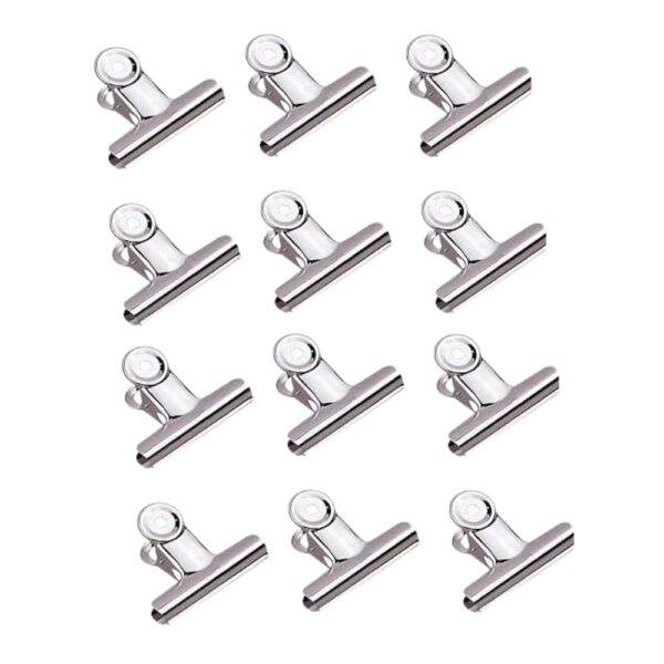 Hi Tech Sales 12 PCS Heavy-Duty 63mm Paper Round Binder Clips - Stainless Steel Paper Clamps for Office, Home, School