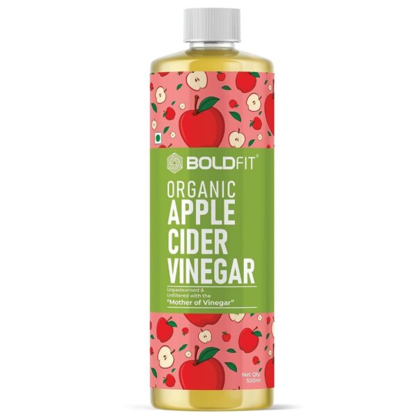 Boldfit Apple Cider Vinegar with the Mother & Vitamin C, Probiotics, Unfiltered & Unpasteurized Supports Gut Health & Healthy Hair & Skin -500ml