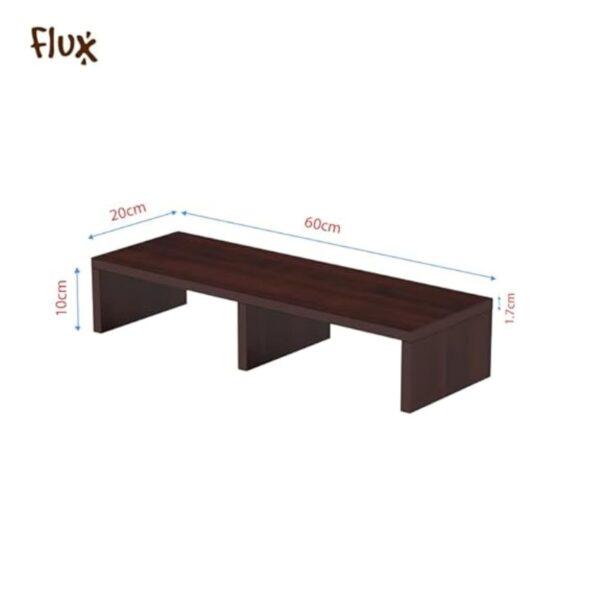 flux Monitor Stand Wooden | Monitor Stand Riser | PC Stand For Desktop Table | , with 3 leg support, Non-Slip | Material: Particle Board Wood | Size: (59.5 cm x 20cm x 12cm) | Wooden Red