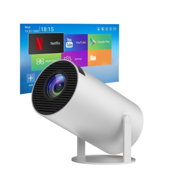 ELecRange Portable Mini Projector, 4K 1080P Full HD Projector, Support Video Projector, WiFi 5G BT 5.0, Cinema Projector 180°, Android 11, Compatible with TV Stick/Windows/iOS/Android (White)