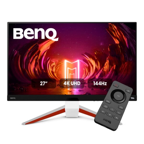BenQ MOBIUZ EX2710U 27" 4K UHD IPS Gaming Monitor| 144Hz| 1ms MPRT| PS5 Compatible| FreeSync Premium Pro| HDMI 2.1| 98% DCI-P3| treVolo Speakers (2W x 2)| VESA DisplayHDR600|DP|USB Hub| Remote (White)