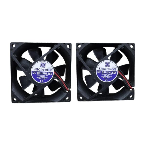 SQUARE FAN PACK OF 2- CPU Cooling Fan Cooler, 3-Inch square, 12V DC, 80 * 80 * 25MM Black