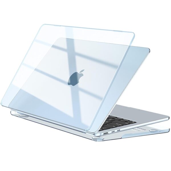 EooCoo Case Compatible for New MacBook Air 13.6 inch M4 M3 M2 2025 2024 2022 Release,A3240 A3113 A2681 [Official Sky Blue Match] [Logo-Clear],M2 M3 M4 Air 13 Plastic Hard Shell Cover-Crystal Sky Blue