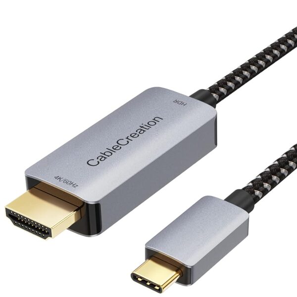 CableCreation Usb C To Hdmi Cable, Type C To Hdmi Cable Hdr 4K@60Hz, 2K@144Hz, Usb Type C To Hdmi Adapter Thunderbolt 3 Compatible With Macbook Pro/Air, Imac, Ipad Pro, 6Ft, Grey