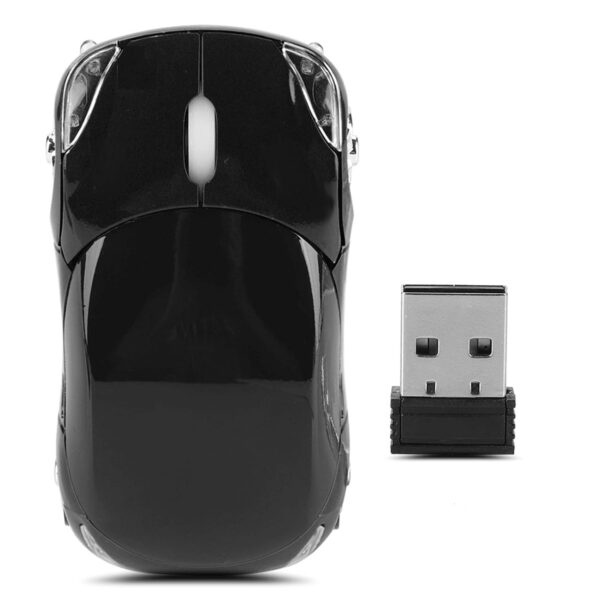 Lazmin112 2.4G Wireless Car Shape Optical Mouse, 2.4GHz Wireless Transmission Mice with USB Receiver,for iOS/ME/Windows PC/Tablet Gaming Office, 1600DPI, Plug Play(Black)