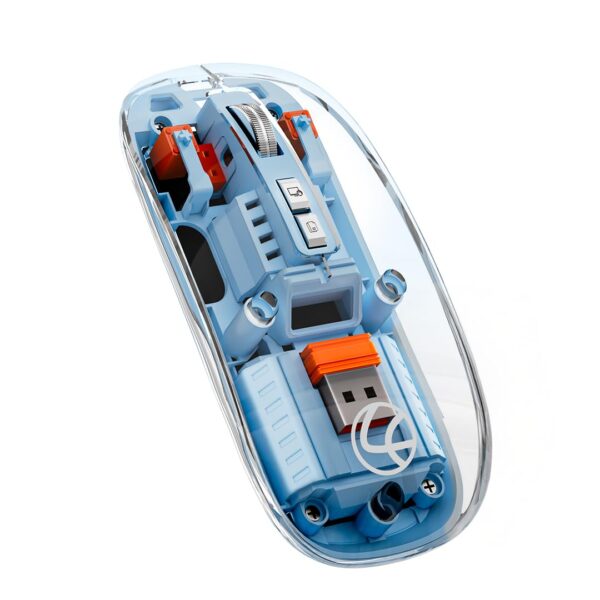 LAPCARE Trendy Plus Transparent Wireless and Bluetooth Rechargeable Mouse, USB Receiver,Desktop Lock Key & Copy-Paste Button, LED Battery Magic Silm for Office/PC/Mac/Laptop/Apple/ipad (Blue)