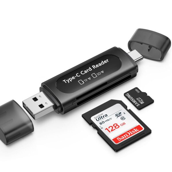 Kinsound 4 in 1 SD & TF Card Reader with Type-C & USB Ports, Portable Memory Card Reader Compatible with TF, SD, SDHC, SDXC, MMC, RS-MMC, Micro SDXC for Computer & Android Phone