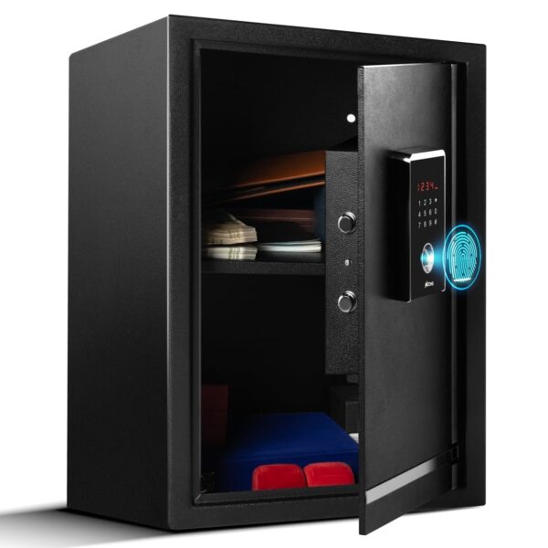 Ozone 55 Litres Fingerprint Safe Locker for Home & Office – Fingerprint Lock, 2-in-1 Unlocking (Fingerprint & Password), Size: 555H x 350W x 360D mm, Weight: 24.7kg, 2-Year Warranty