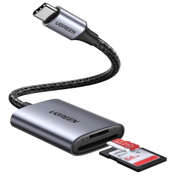 UGREEN USB C SD Card Reader Aluminum Type C Micro SD Adapter Thunderbolt 3 for SD/TF/Micro SDXC/SDHC/MMC/RS-MMC Compatible with iPhone 16/15 Galaxy S24 MacBook iPad