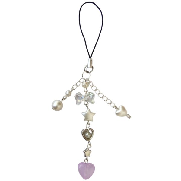 Snowy's Shop Cute Purple Phone Charm - Y2K Beaded Airpod Strap, Coquette Aesthetic Keychain for Teens, Girls & Women, Kpop-Inspired Valentine’s Day Birthday Gift