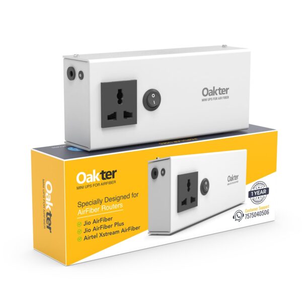 Oakter Mini UPS for Jio AirFiber and AirFiber Plus WiFi Routers | 6x2000 mAh Battery | Power Backup 4 Hours | 12 Months Warranty | Portable UPS | Current Surge & Deep Discharge Protection (White)
