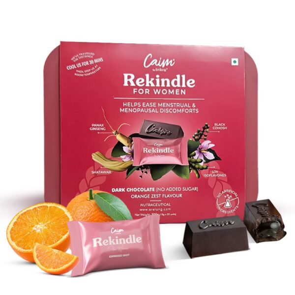 Caim by arelang - Delicious PMS, PCOS, Supplements | Rekindle for Women | For Hormonal Balance, Postpartum, Menopause Symptoms| Eases Menstrual Cramps| Regulates Cycles | Brazilian Orange Zest | 1x 20 Pcs (300g)
