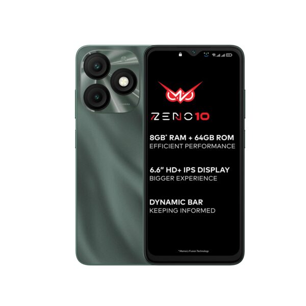 itel ZENO 10|6.6" HD+ Display with Dynamic Bar| 3GB RAM + 64GB ROM, Upto 8GB RAM with Memory Fusion|Octacore Processor|8MP AI Dual Rear Cam|5000 mAh Battery | Phantom Crystal