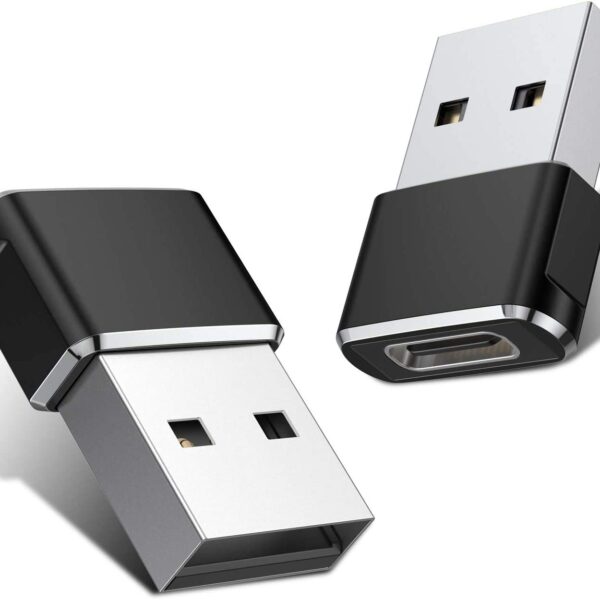 rts (2 Pack Type C to USB C Adapter Mini USB Type C Adapter Plug, Type C Female to USB A Male Charging Cable Converter Compatible for iPhone SE, 16 15 14 13 12 11 Mini Plus Pro Max MacBook Pro iPad