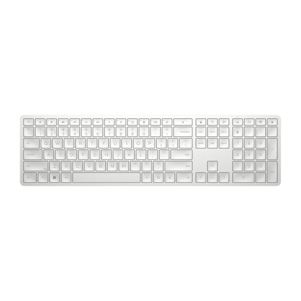 HP 970 Creator Keyboard, Wireless and Multi-Device with 20 programmable Shortcut Keys, Backlit with sensors, up to 6 Month Battery, AES encrypted, 3Y Warranty, 0.67 kg, Silver