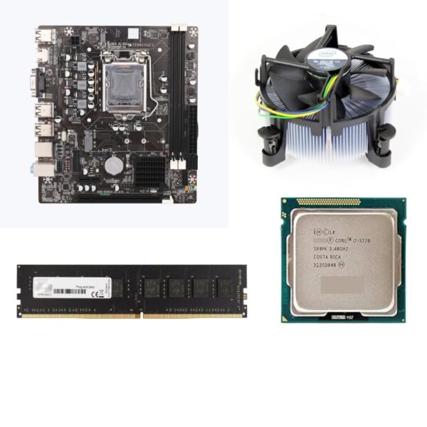 H61 Motherboard Assembled Kit With Processor I7 3rd Gen 3.20 Ghz-3.90Ghz + 16GB DDR3 RAM + CPU Fan + ATX (1 Year Replacement Warranty)