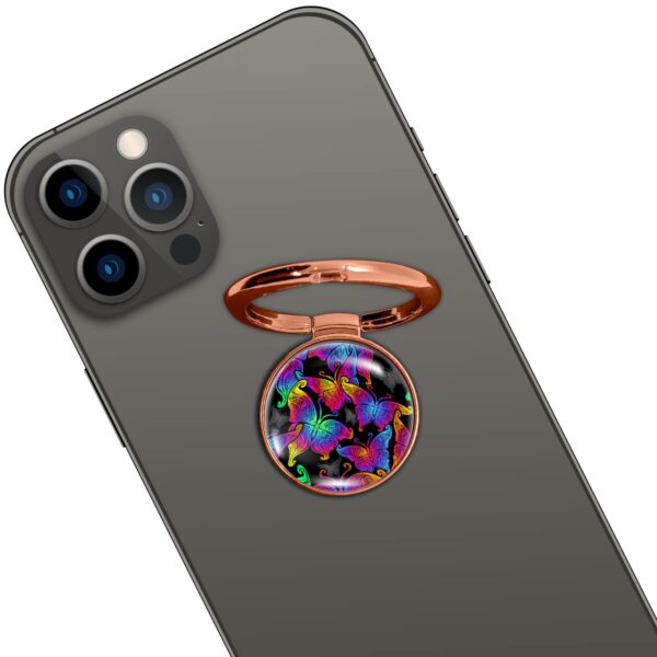 Swap-n-Snap Rose Gold 360 Holo-Ring Mobile Phone Grip Holder with Changeable Logo - Butterfly Design