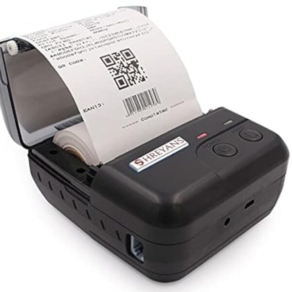 SHREYANS 80Mm Thermal Receipt Rechargable Monochrome Wired Home InkJet Printers Portable Bluetooth + Usb Black 3Inch