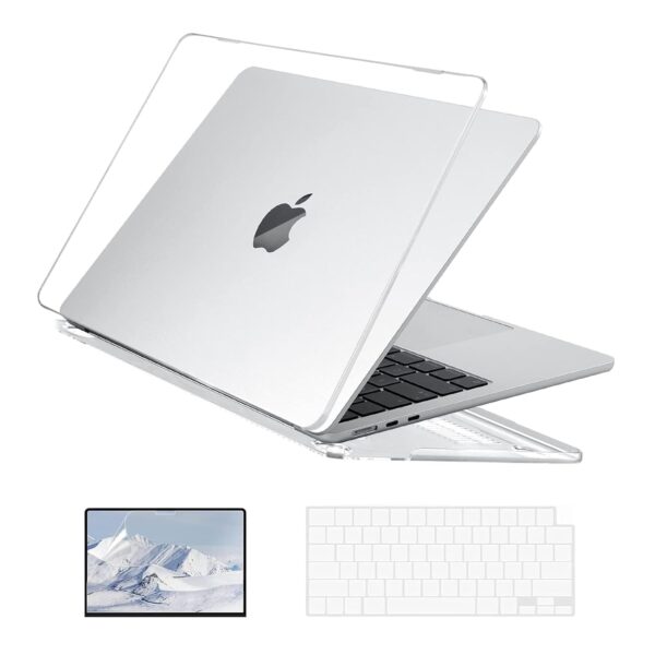EooCoo Hard Shell Case Compatible for MacBook Air 13.6 inch 2025 2024 2022 M4 A3240 M3 A3113 M2 A2681 Retina Display&Touch ID,M2 M3 M4 Air 13" for Keyboard Skin Cover&Screen Protector - Crystal Clear