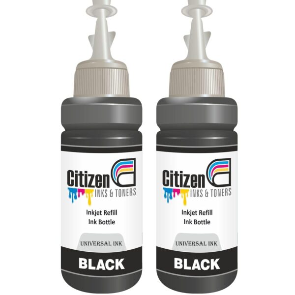 Citizen INKS & TONERS Universal Refill Ink for Ink Cartridge Refilling | Compatible for All Inkjet Printers | Perfect Vibrant Shades | High Page Yeild - 100ml Per Bottle (Pack of 2: Black)