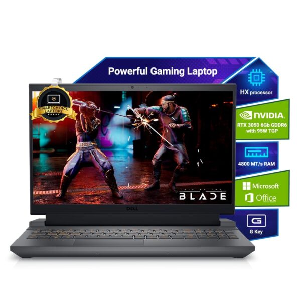 Dell {Smartchoice} G15-5530 Intel Core i5-13450HX| NVIDIA RTX 3050, 6GB (16GB RAM|1TB SSD, FHD|Win 11|MS Office' 21|15.6" (39.62cm)|Dark Shadow Grey|2.65Kg|Gaming Laptop