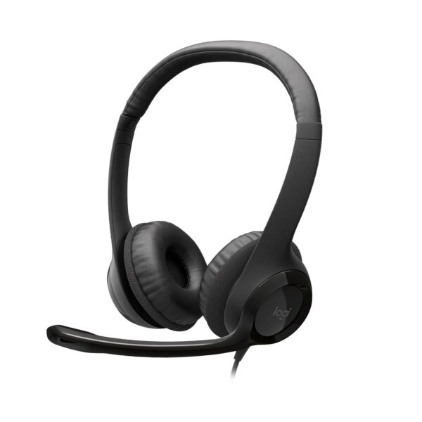 Logitech H390 Wired On Ear Headset for PC/Laptop, Stereo Headphones with Noise Cancelling Microphone, USB-A, In-Line Controls, Works with Chromebook