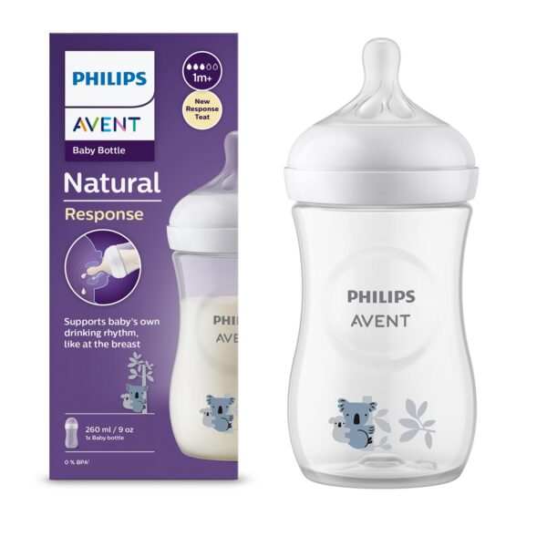 Philips Avent Natural Baby Feeding Bottle | No.1 Brand Recommended by Moms Worldwide | Ideal for 1 months+| Natural Response Technology Mimics Breastfeeding | Uniquely Designed Nipple releases milk only when baby drinks | Pack of 1 | SCY903/67