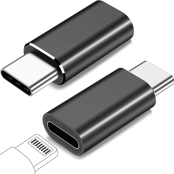 REDWIND Lightning Female to USB C Male Adapter 2 Pack,Support 27W PD Fast Charging & Data Sync, Type-C to Lightning Adapter for iPhone 16/15 All Models,Samsung,One Plus,iPad (Not Headphone/Audio)